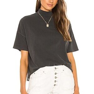 we the free boxy crop black tee fearless